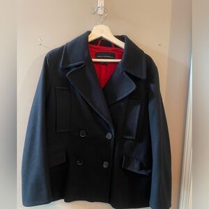 French Connection Double Breasted Navy‎ Peacoat Size 2 wool blend